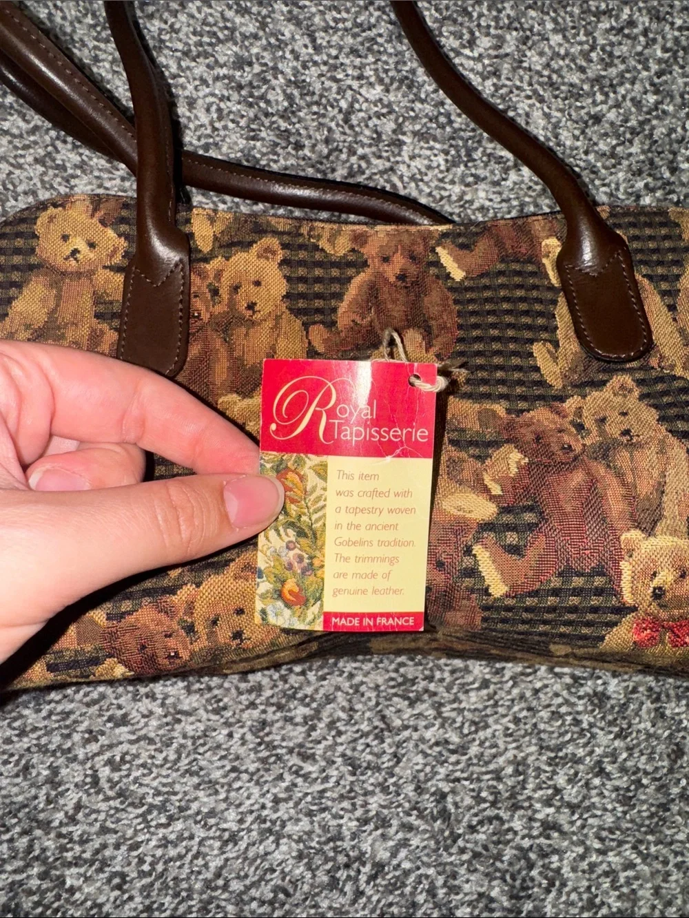 Royal Tapisserie Brown Teddy Bear Tapestry Tote